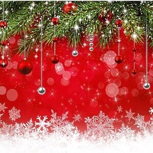 7x5ft Festive Red and Silver Holiday Backdrop